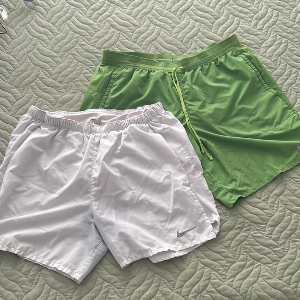 Men’s Dri-fit Nike White and Green Athletic Shorts